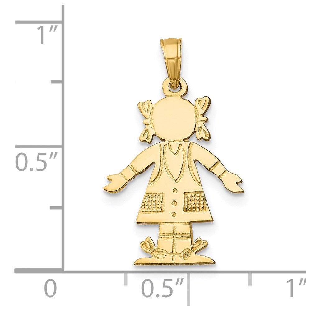 14K Gelbgold Mädchen Charm