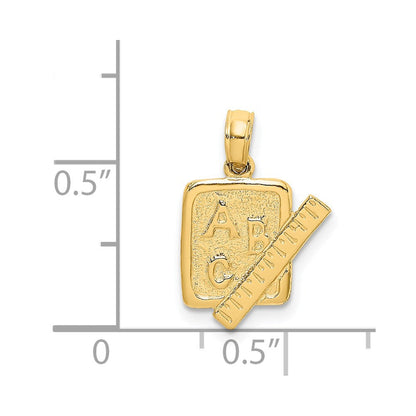 14K Gelbgold School Book und Ruler Charm