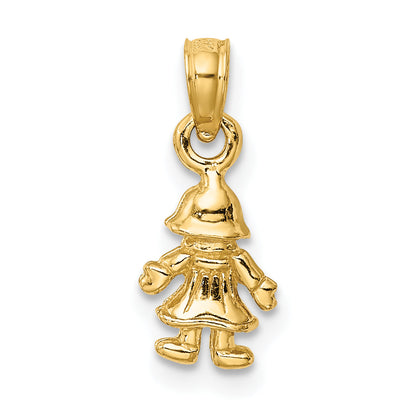 14K Gelbgold 3-d Mini Doll Charm