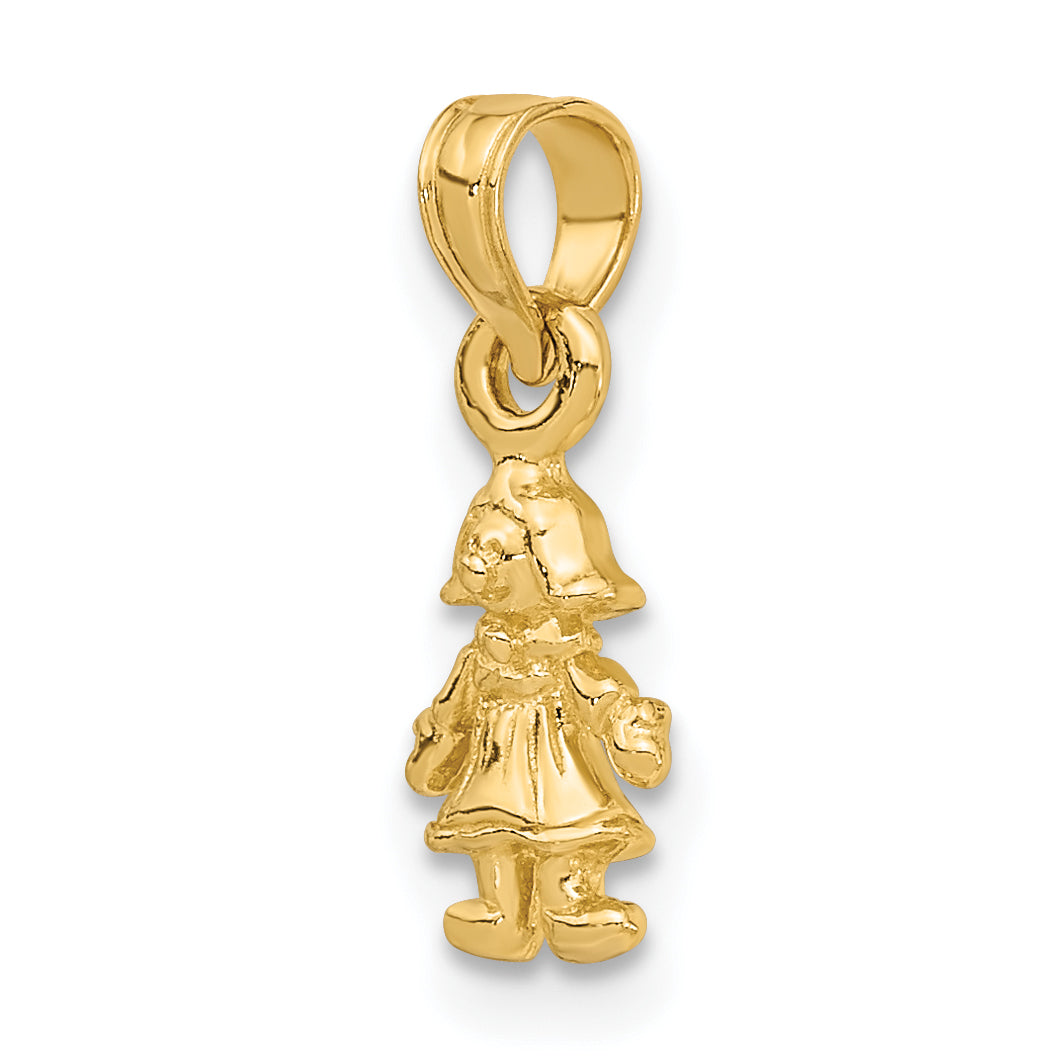 14K Gelbgold 3-d Mini Doll Charm