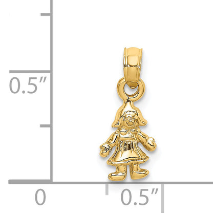 14K Gelbgold 3-d Mini Doll Charm