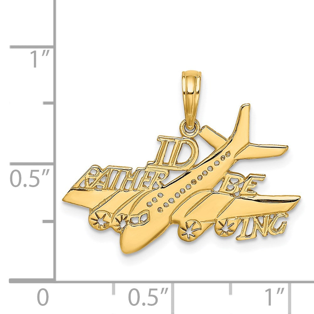 14K Gelbgold Charm "ID RATHER BE FLYING