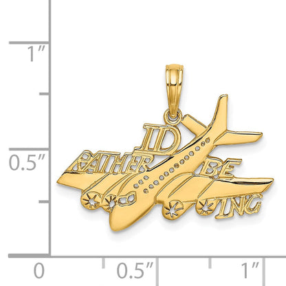 14K Gelbgold Charm "ID RATHER BE FLYING