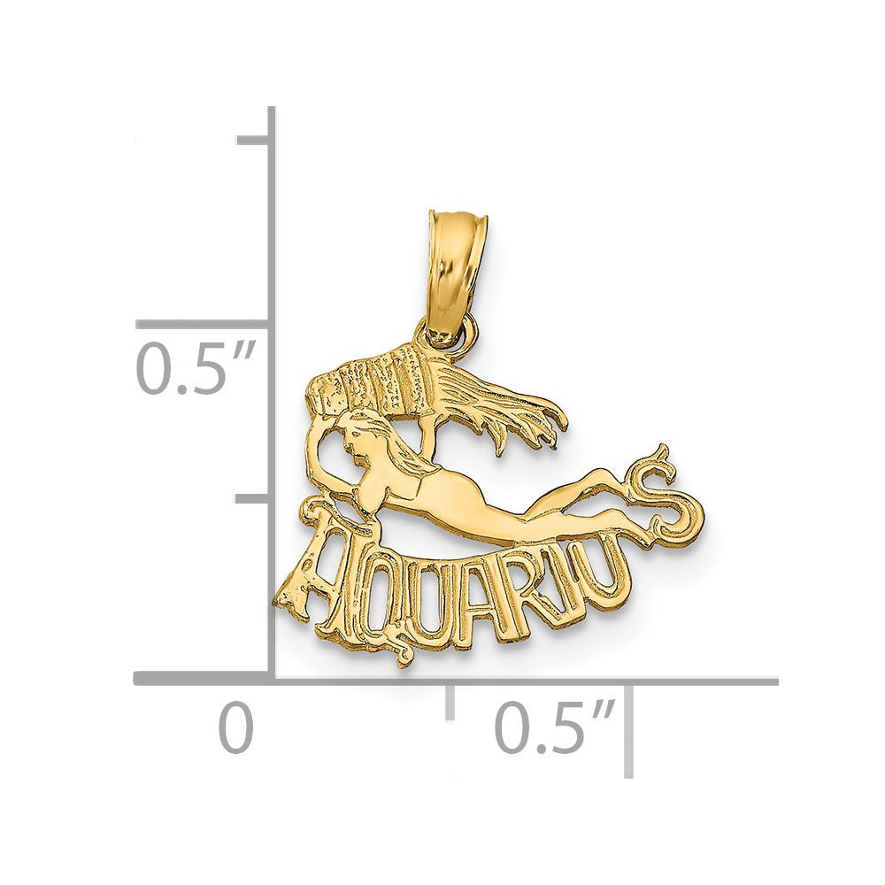 14K Gelbgold Aquarius Tierkreis Charm