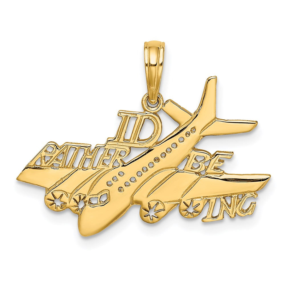 14K Gelbgold Charm "ID RATHER BE FLYING