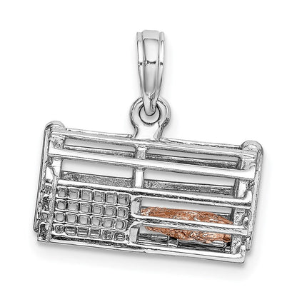 14K Bicolor-Gold beweglicher Hummerreusen-Charm in Bicolor-Gold, 3D-Design