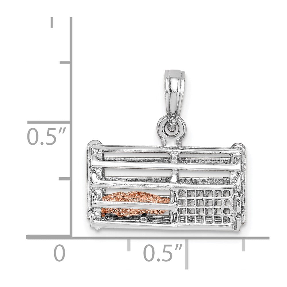 14K Bicolor-Gold beweglicher Hummerreusen-Charm in Bicolor-Gold, 3D-Design