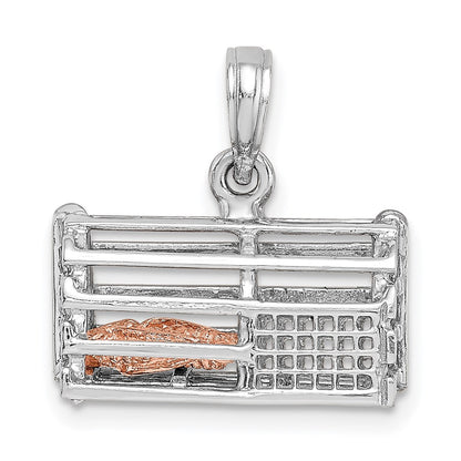 14K Bicolor-Gold beweglicher Hummerreusen-Charm in Bicolor-Gold, 3D-Design