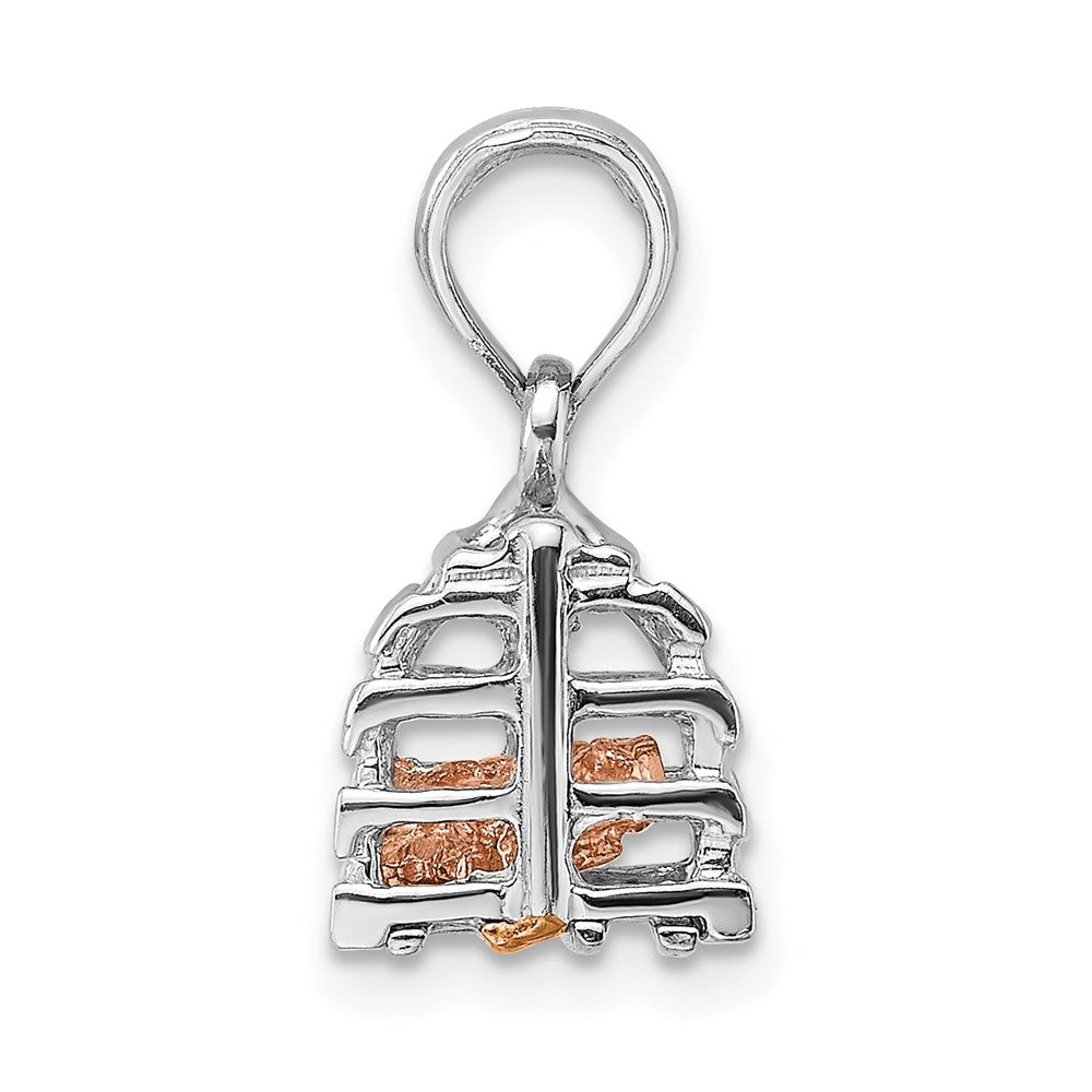 14K Weiß-/Roségold Zweifarbiger Gold-Charm Hummerreuse 3D beweglich