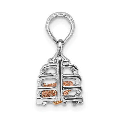 14K Weiß-/Roségold Zweifarbiger Gold-Charm Hummerreuse 3D beweglich