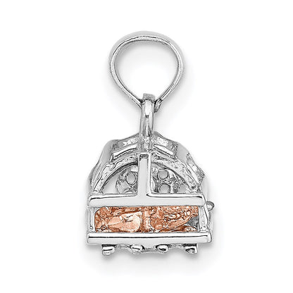 14K Weiß-/Roségold Zweifarbiger Gold 3D-Hummerreusen-Charm beweglich