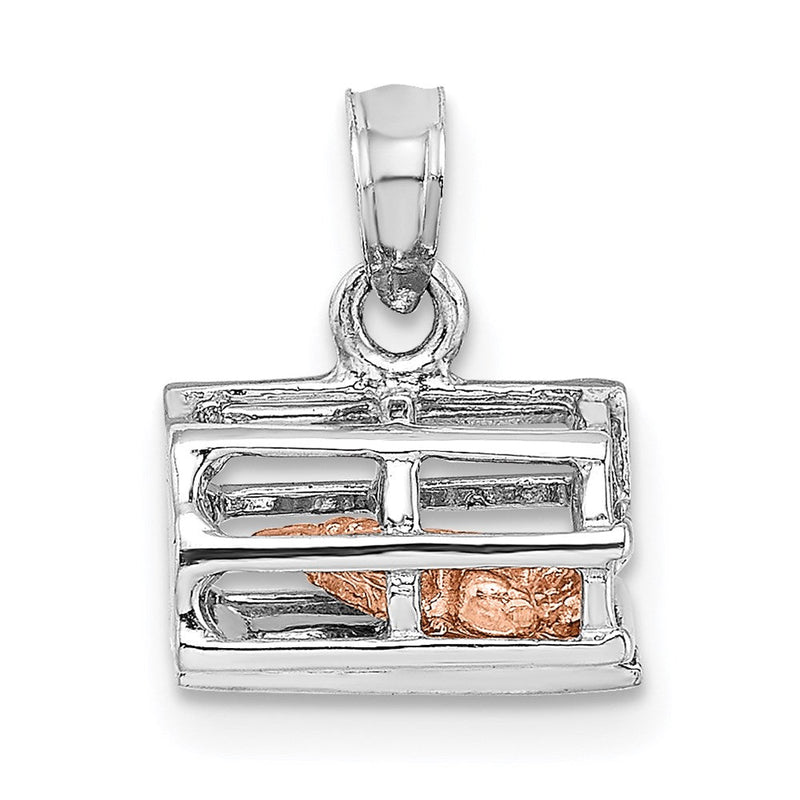 14K Weiß-/Roségold Zweifarbiger Gold 3D-Hummerreusen-Charm beweglich
