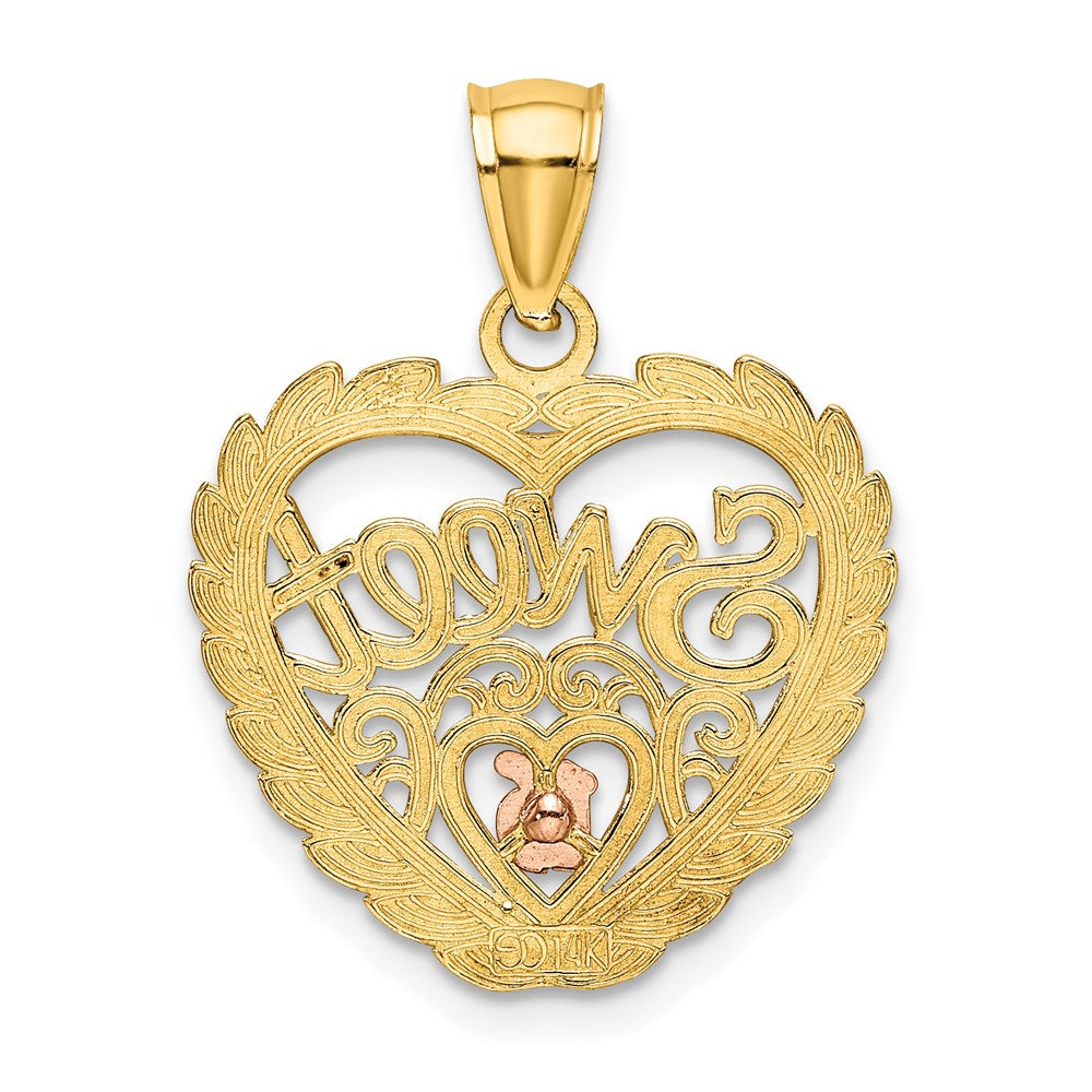 14K Bicolor Gold Weißrhodium „SWEET 16“ Charm in Herzform