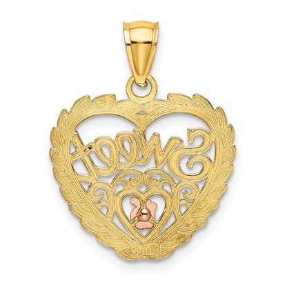 14K Bicolor Gold Weißrhodium „SWEET 16“ Charm in Herzform
