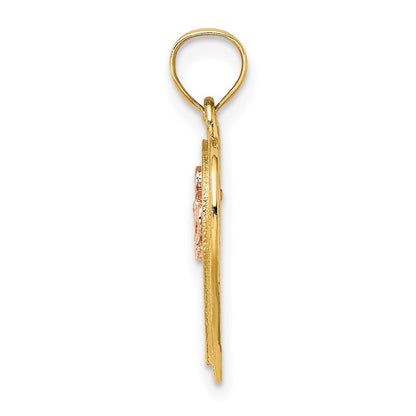 14 Karat Bicolor-Gold LOVE-Herz-Charm
