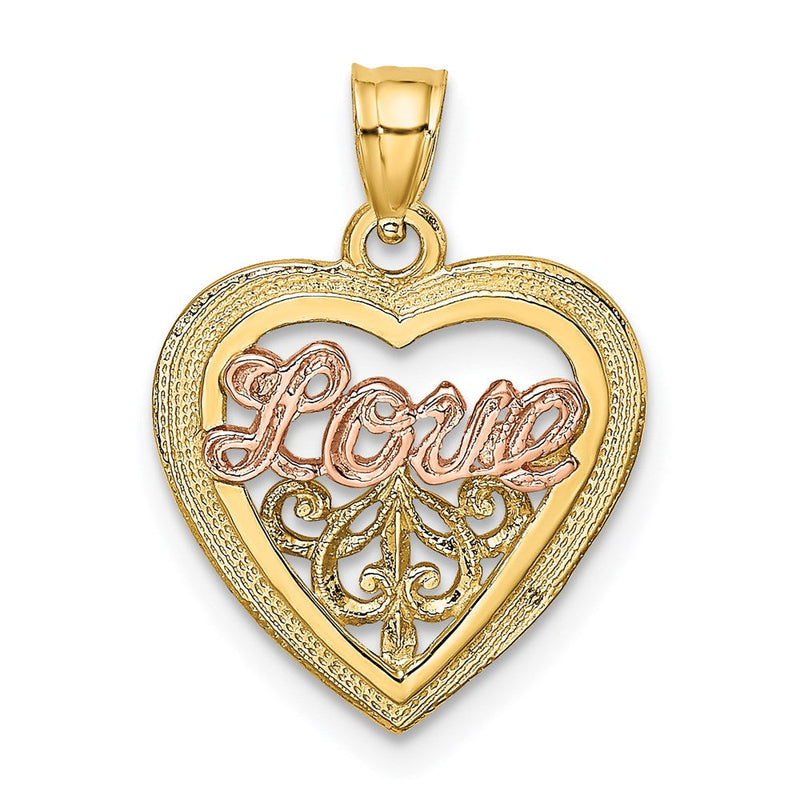 14 Karat Bicolor-Gold LOVE-Herz-Charm