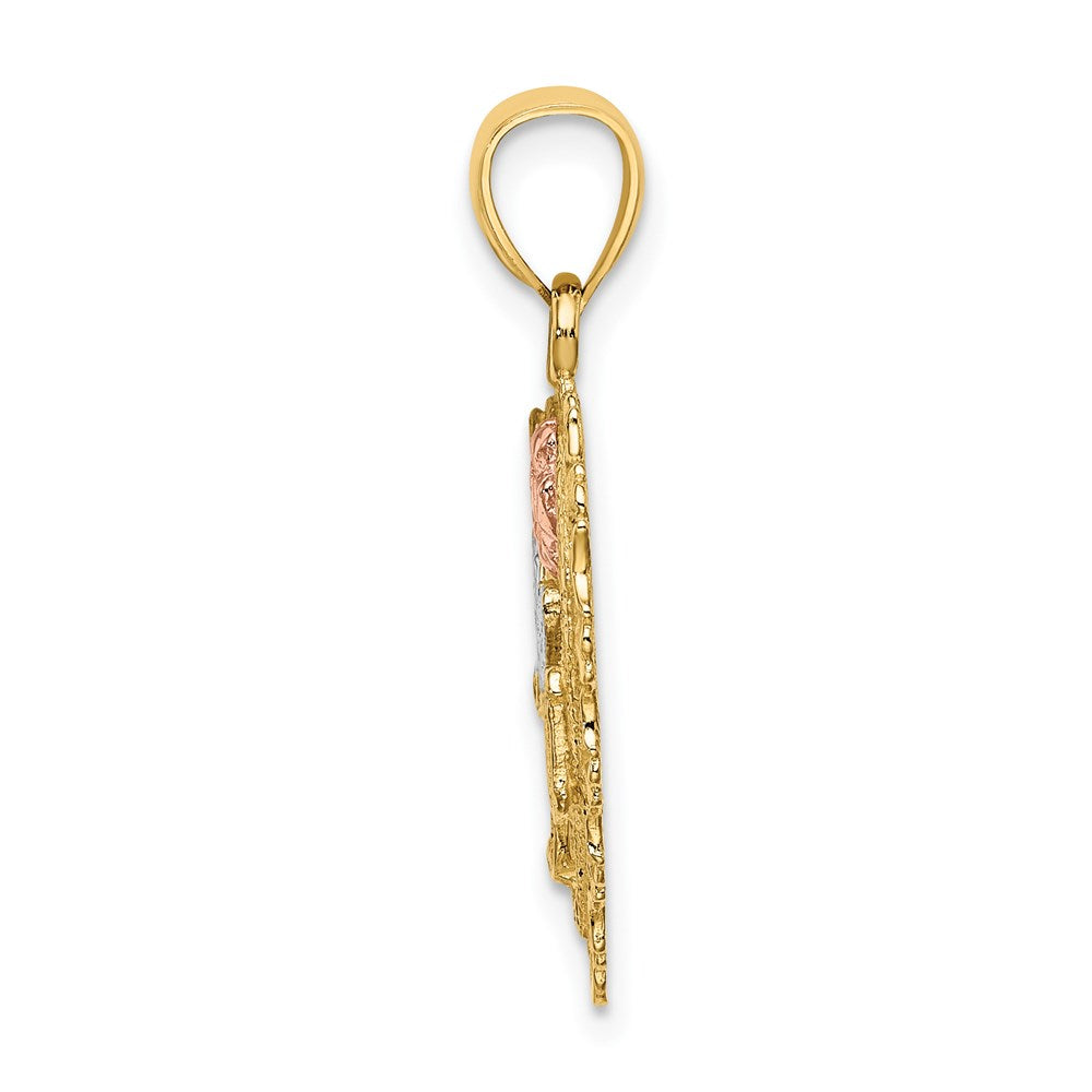 14K Bicolor-Gold Herz-Charm „ICH LIEBE DICH" mit Weißrhodium