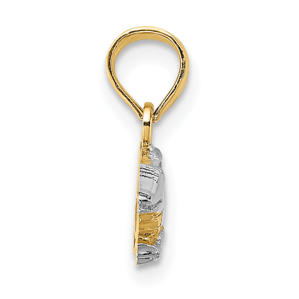 14K Gelb & Rhodium mit Rhodium 2-d Alligator Charm