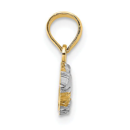 14K Gelb & Rhodium mit Rhodium 2-d Alligator Charm