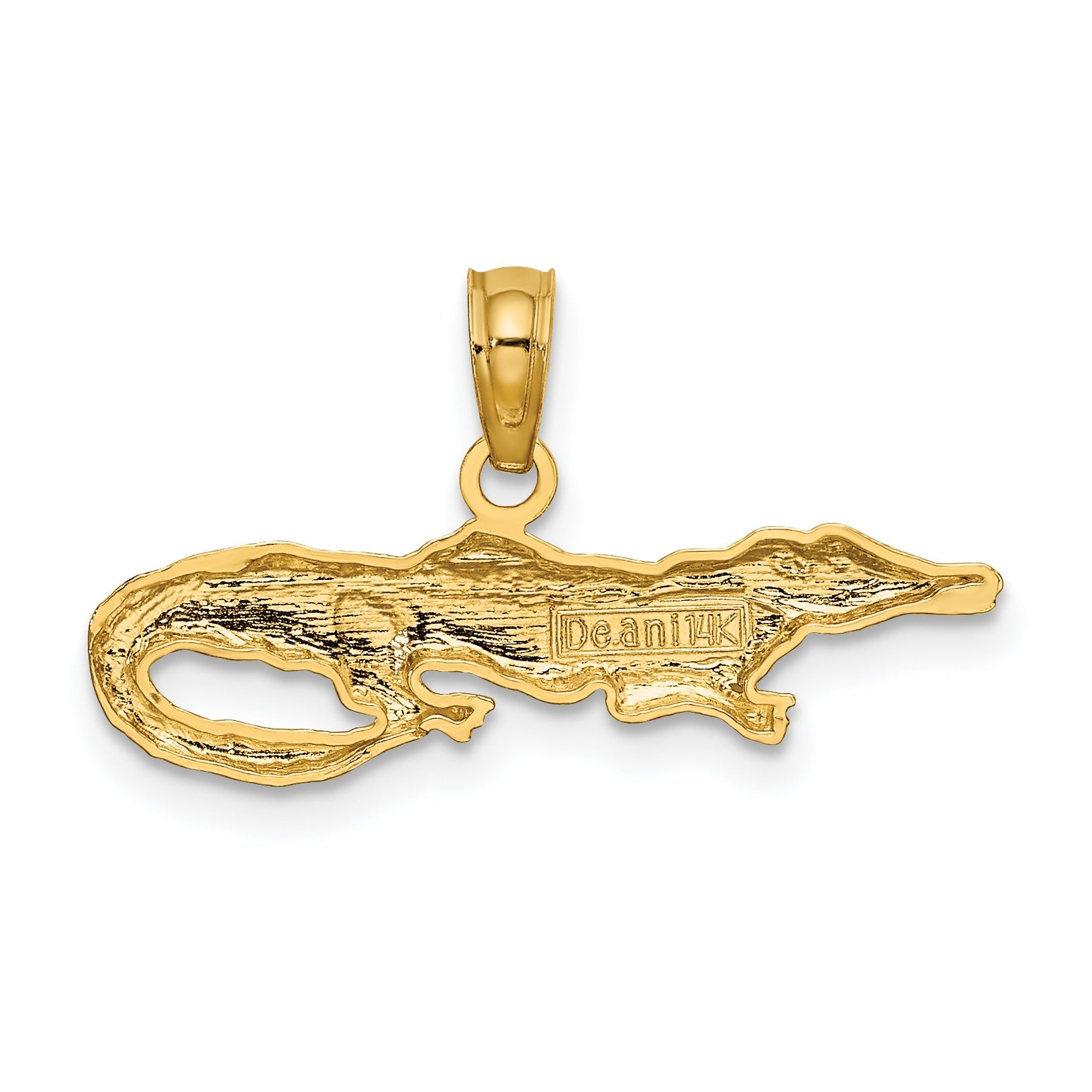 14K Gelb & Rhodium mit Rhodium 2-d Alligator Charm