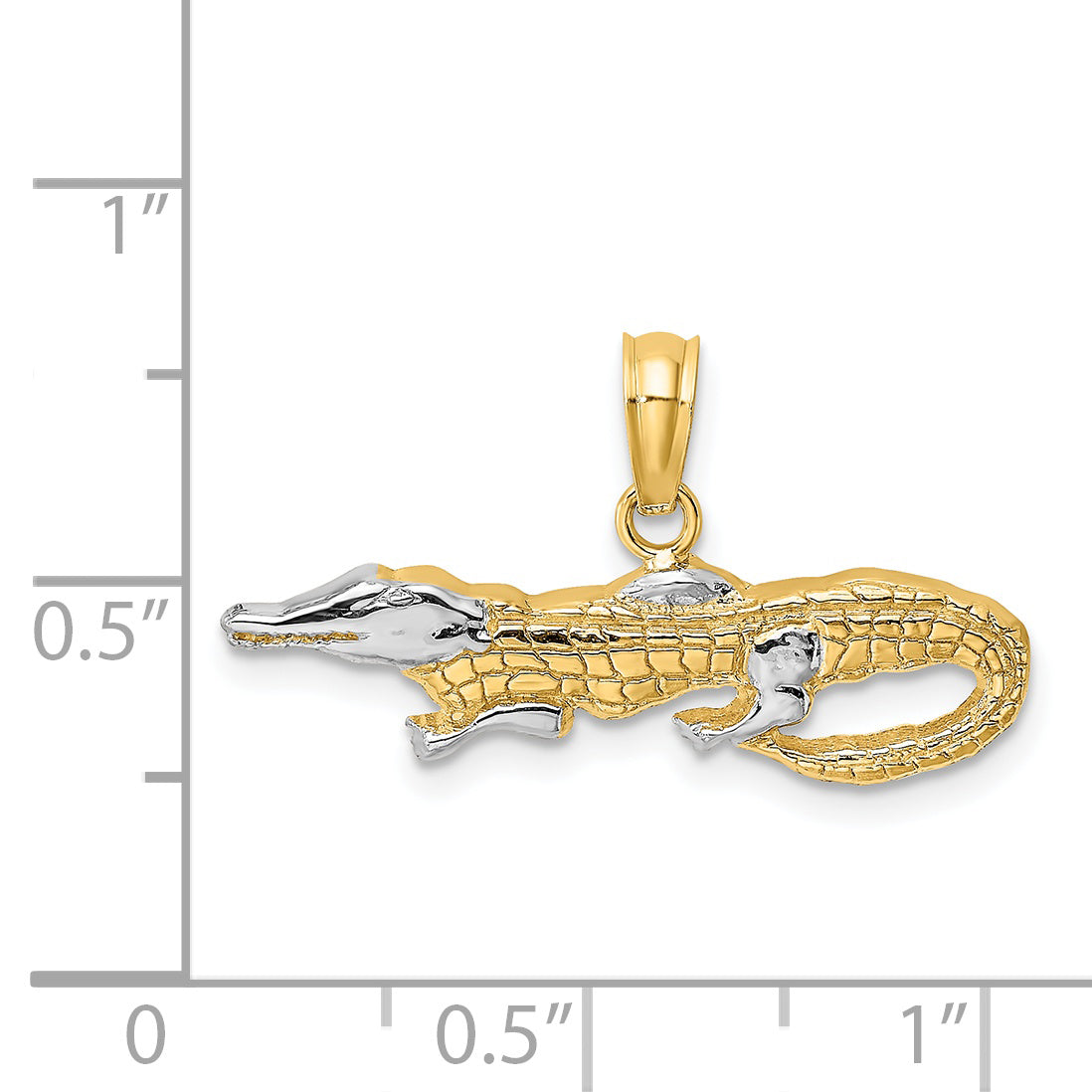 14K Gelb & Rhodium mit Rhodium 2-d Alligator Charm