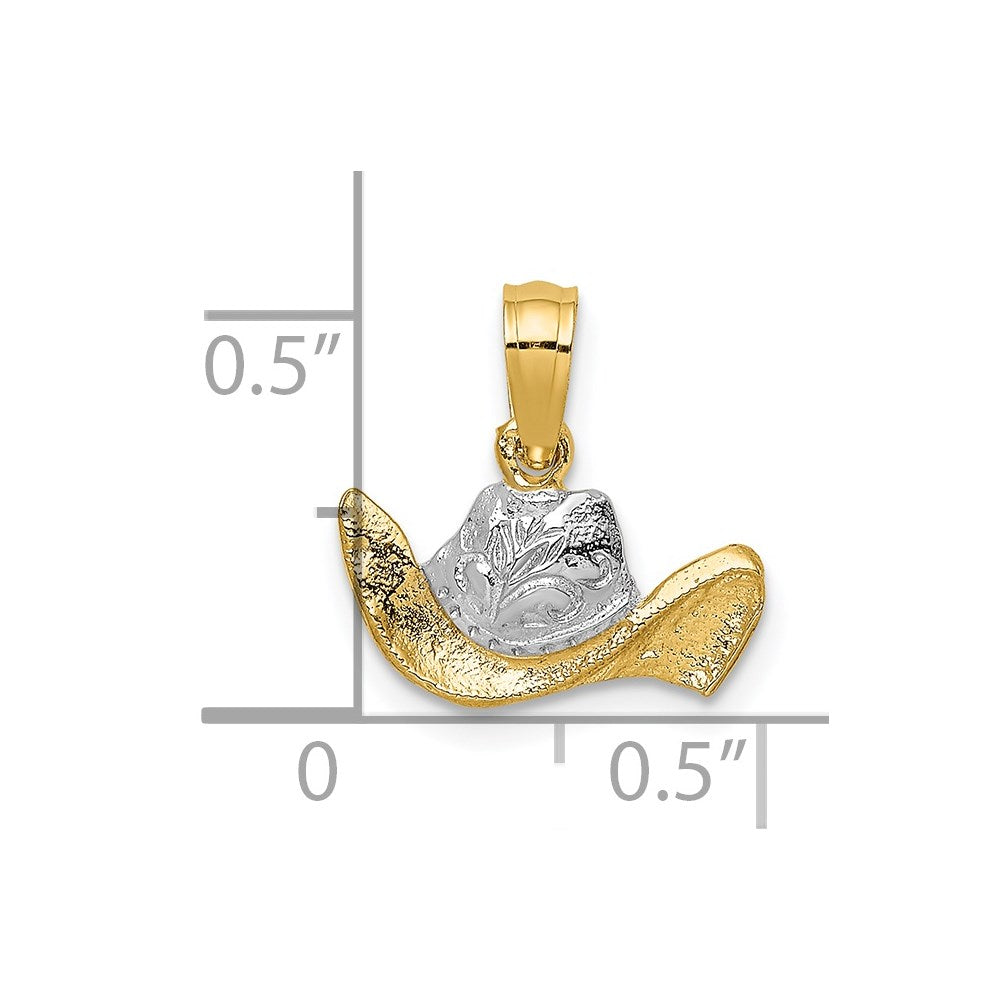 14K Gelb & Rhodium mit Cowboy Hat Charm