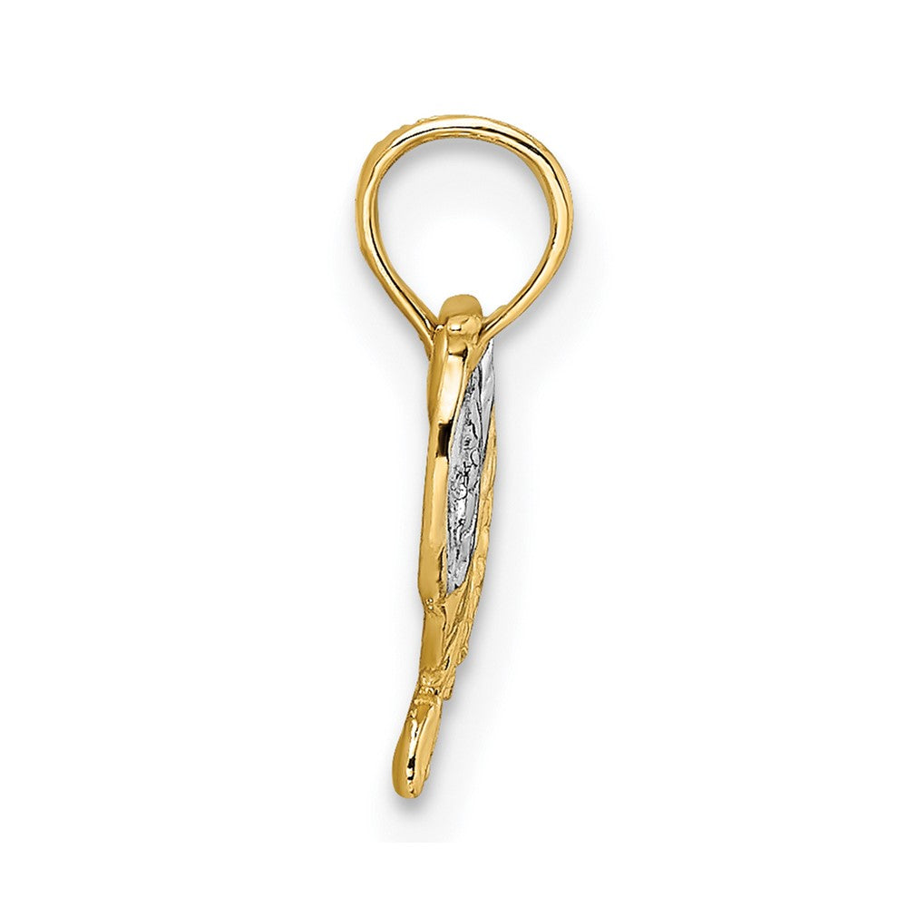 14K Gelb & Rhodium mit Weiß Saddle Anhänger