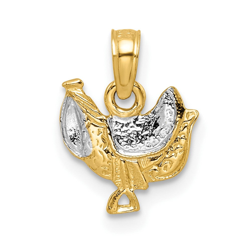 14K Gelb & Rhodium mit Weiß Saddle Anhänger