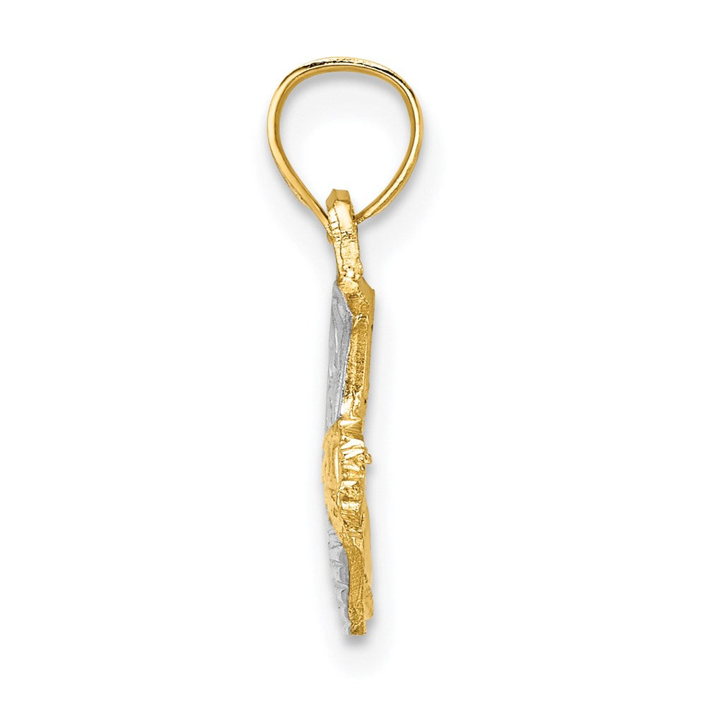 14K Gelb & Rhodium mit Cowboy Boot Charm