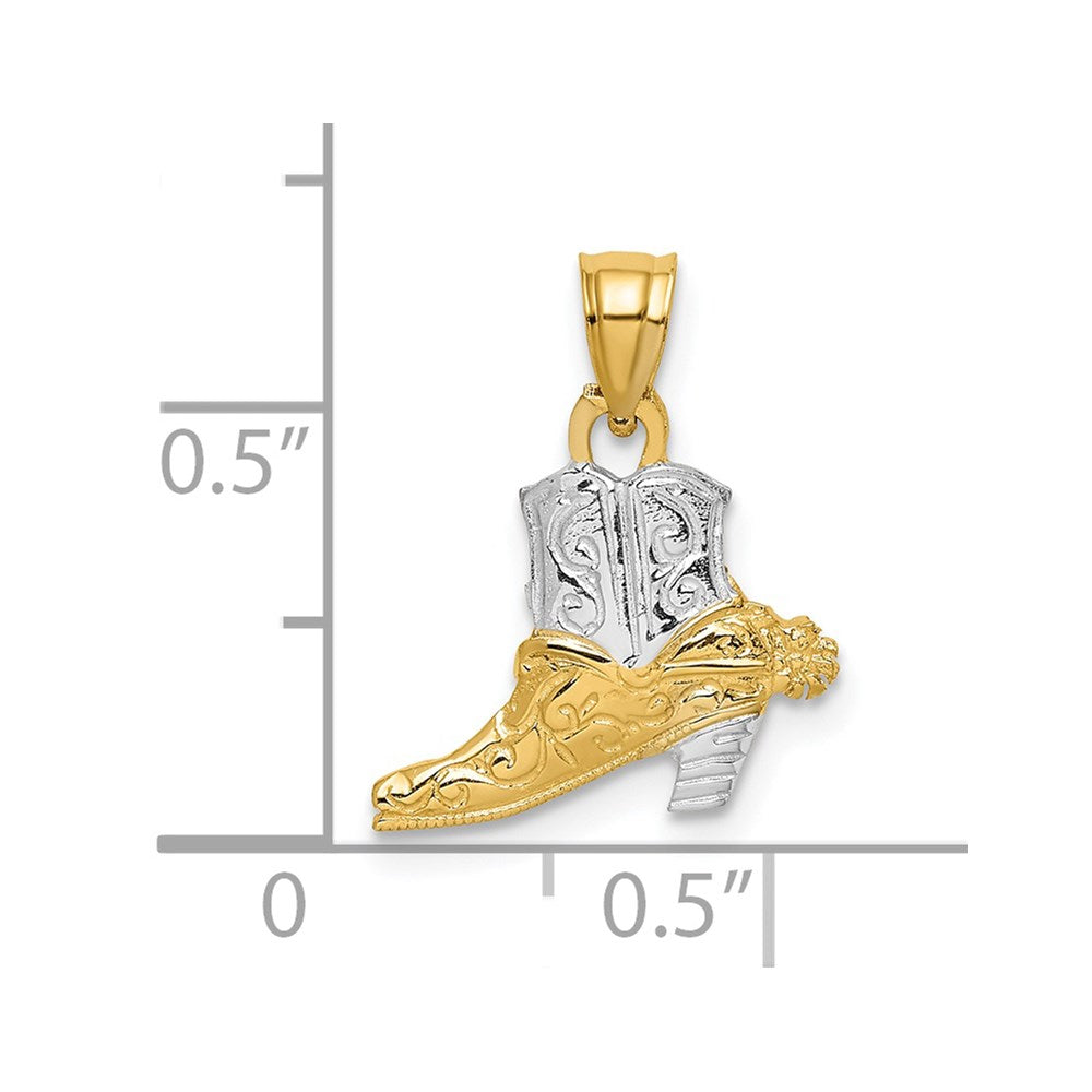 14K Gelb & Rhodium mit Cowboy Boot Charm