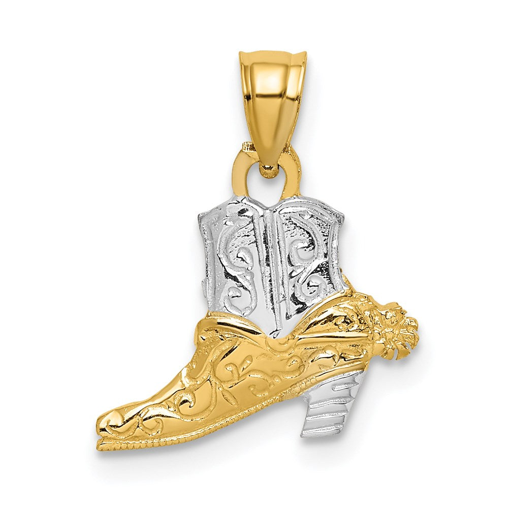 14K Gelb & Rhodium mit Cowboy Boot Charm
