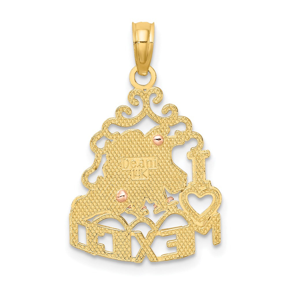 14K Bicolor-Gold Charm „ICH LIEBE MEXIKO" mit Adler