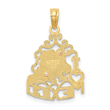 14K Bicolor-Gold Charm „ICH LIEBE MEXIKO" mit Adler