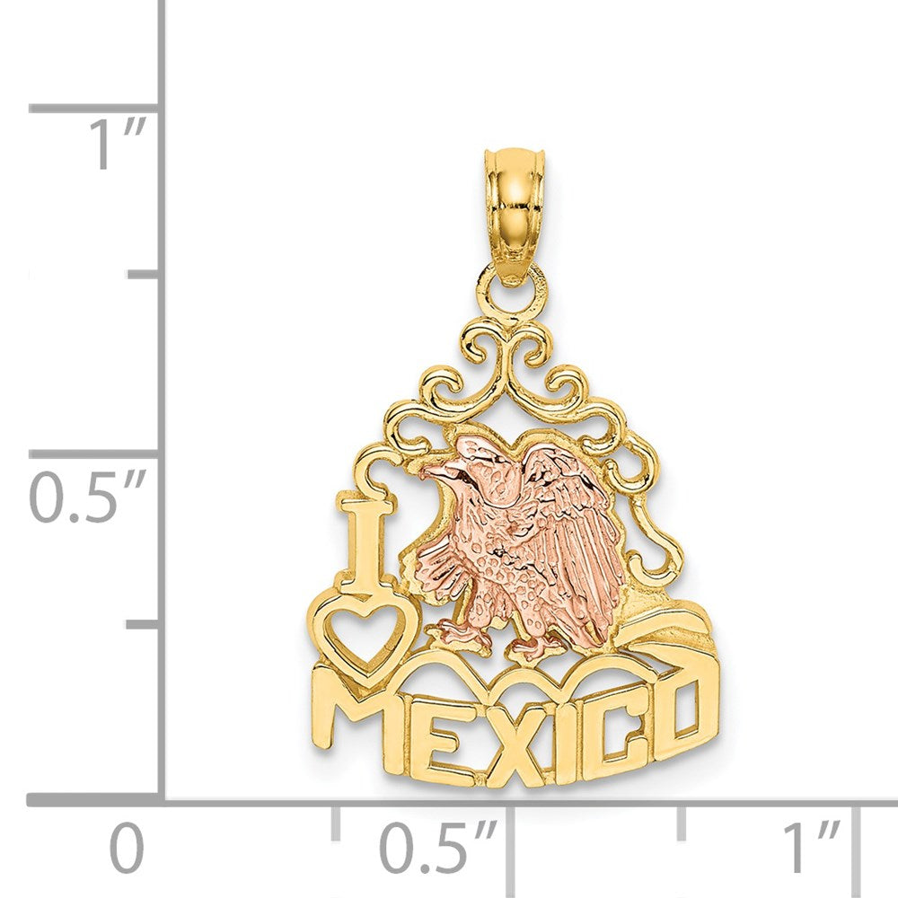14K Bicolor-Gold Charm „ICH LIEBE MEXIKO" mit Adler