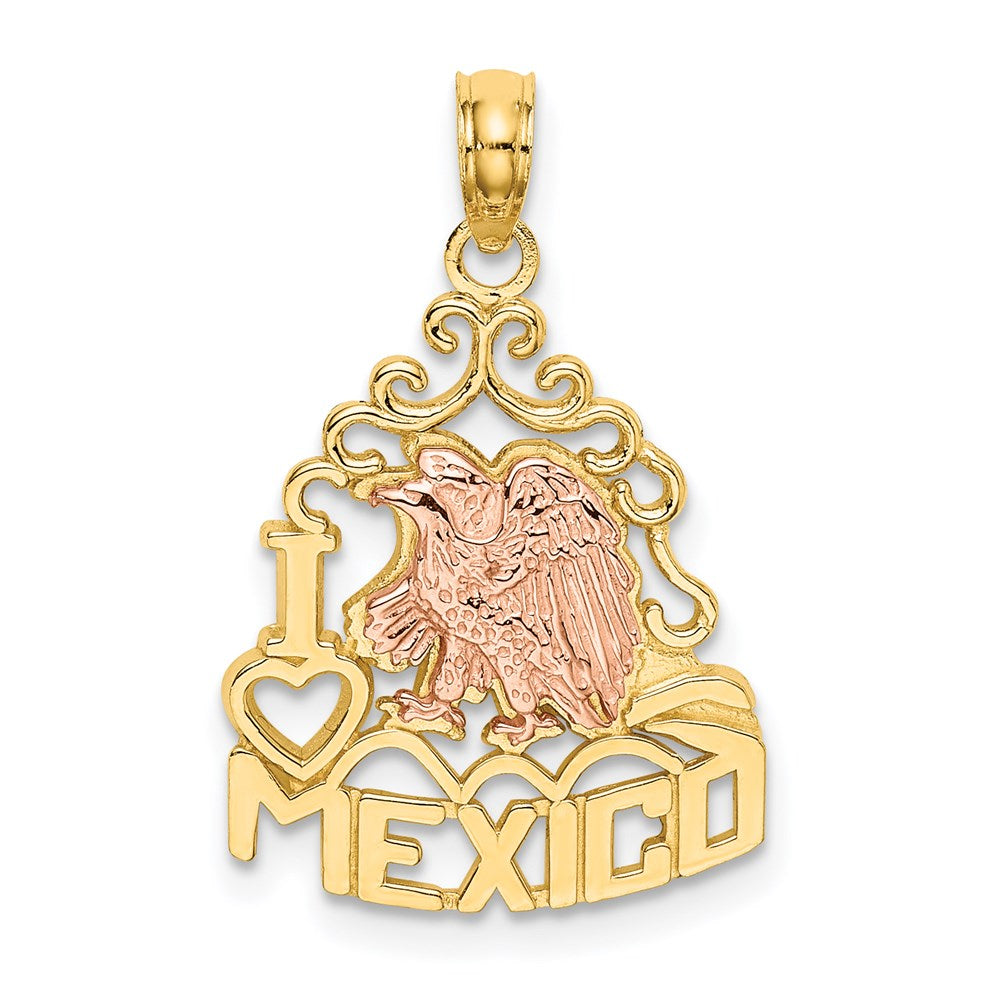 14K Bicolor-Gold Charm „ICH LIEBE MEXIKO" mit Adler