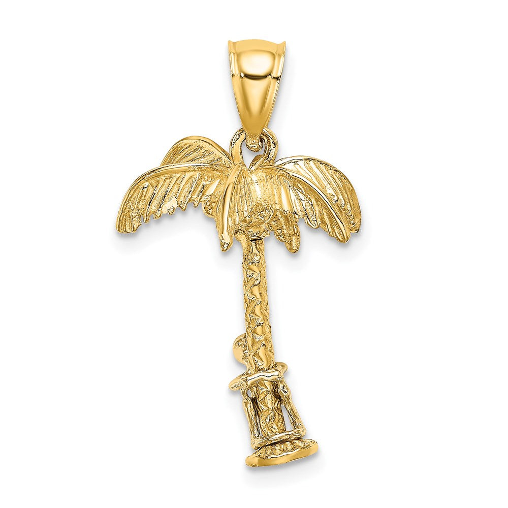 14K Bicolor-Gold Beweglicher Mann Palme 3-D Charm