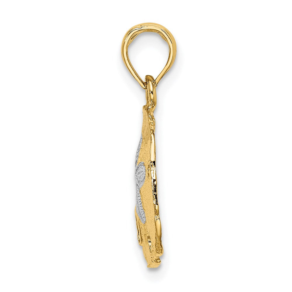 14K Gelb- und Rhodiumgold mit Weißrhodium polierter Seedollar-Charm
