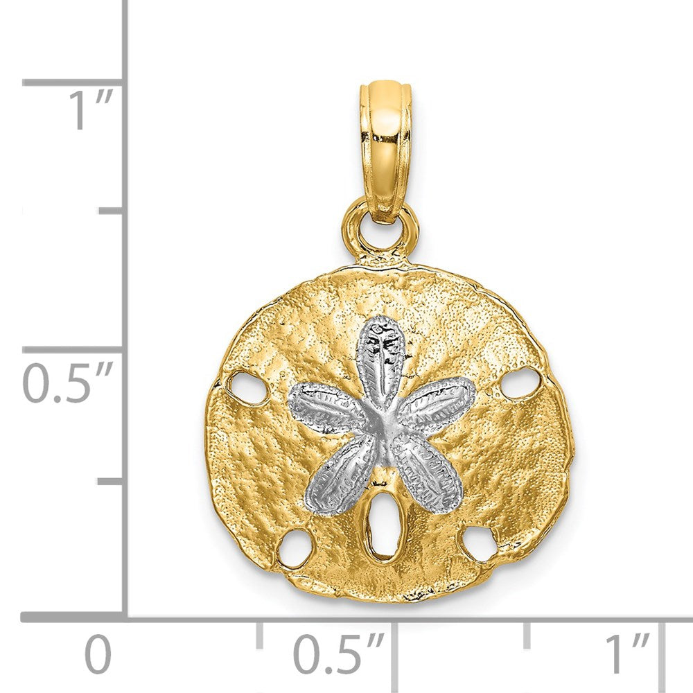 14K Gelb- und Rhodiumgold mit Weißrhodium polierter Seedollar-Charm