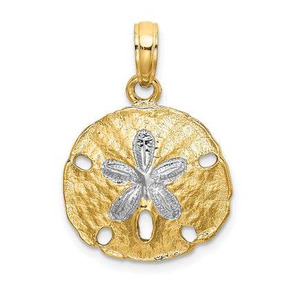 14K Gelb- und Rhodiumgold mit Weißrhodium polierter Seedollar-Charm