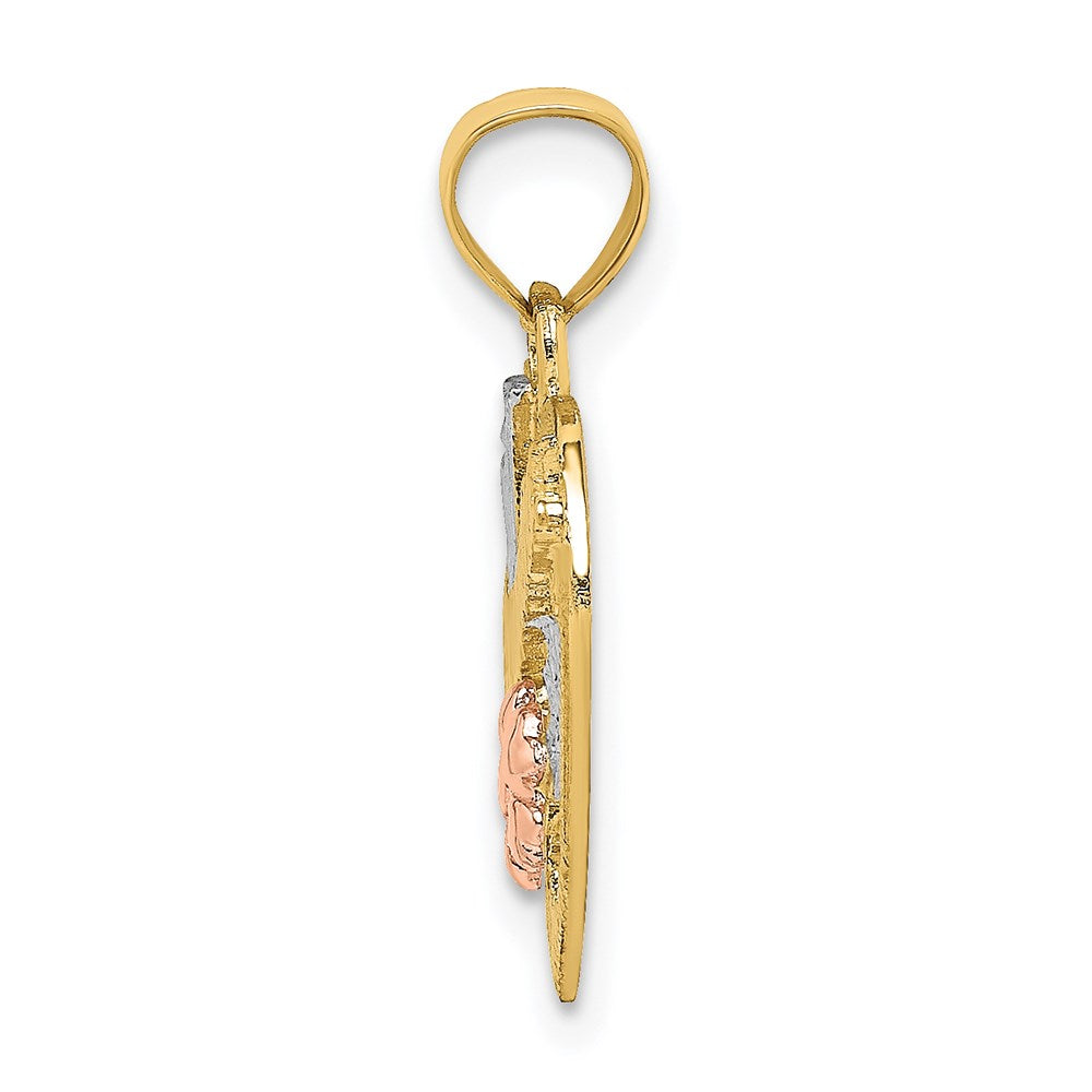 14K Bicolor Weiß Rhodium #1 Oma in Herz Charm