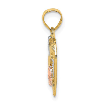 14K Bicolor Weiß Rhodium #1 Oma in Herz Charm