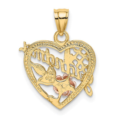 14K Bicolor Weiß Rhodium #1 Oma in Herz Charm