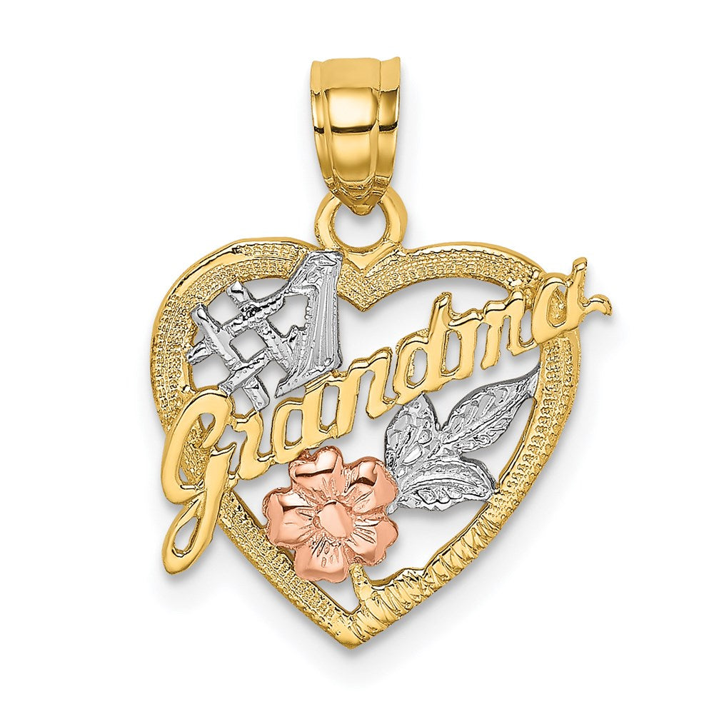 14K Bicolor Weiß Rhodium #1 Oma in Herz Charm