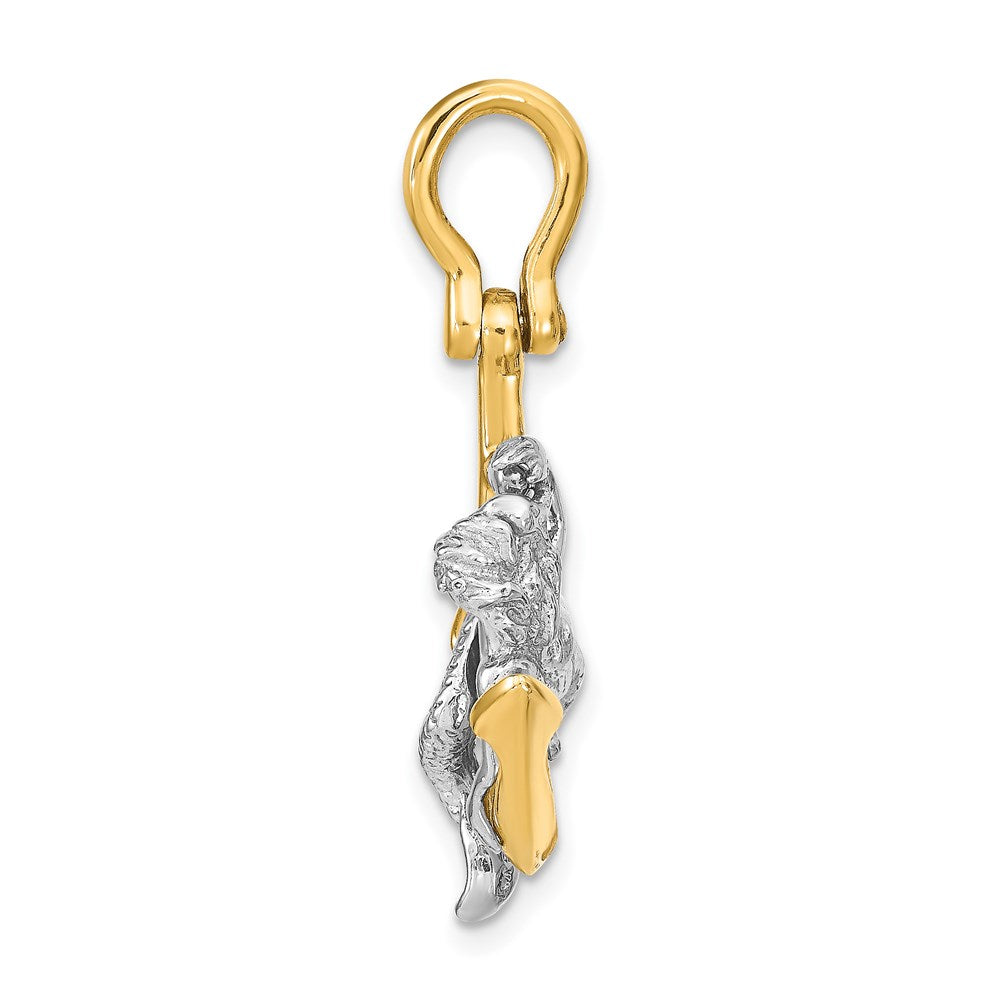 14K Bicolor-Gold 3-D-Anker- und Meerjungfrau-Charm
