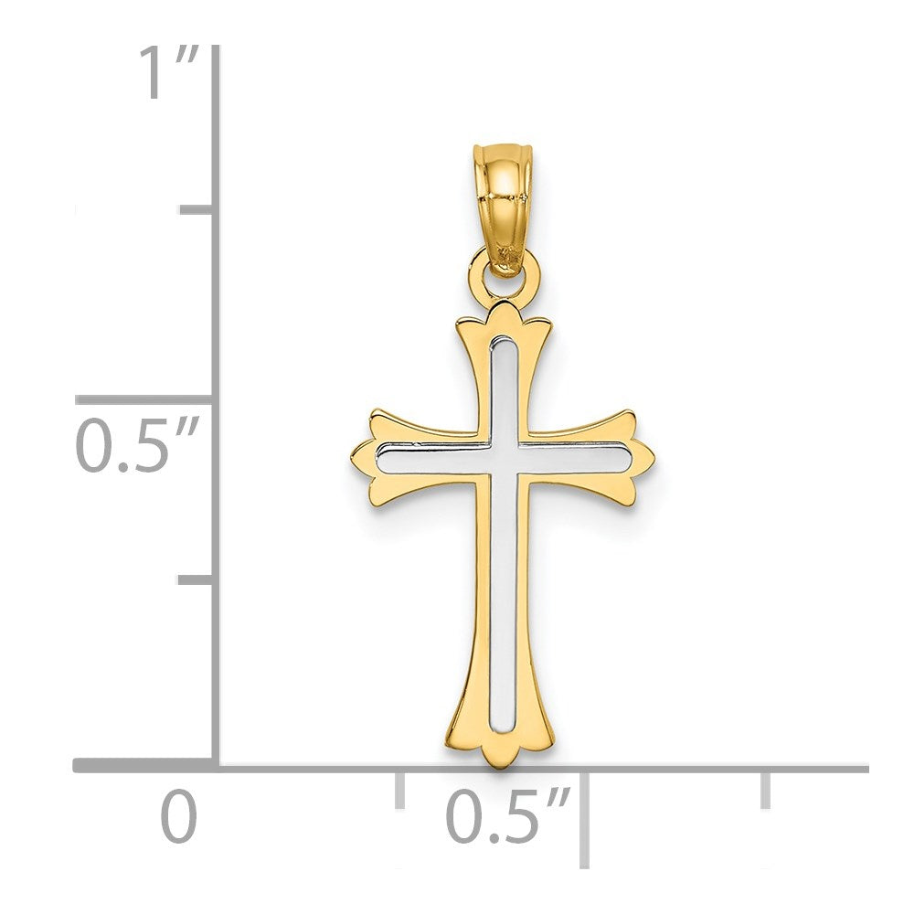 14K Bicolor Mittig Kreuz Charm