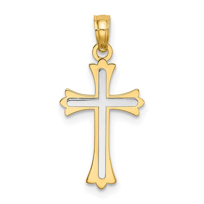 14K Bicolor Mittig Kreuz Charm