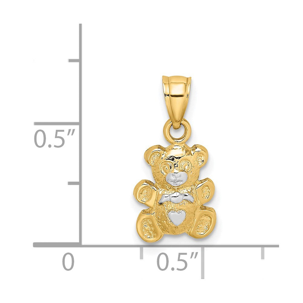 14K Gelb & Rhodium mit Rhodium Teddy Bär Charm