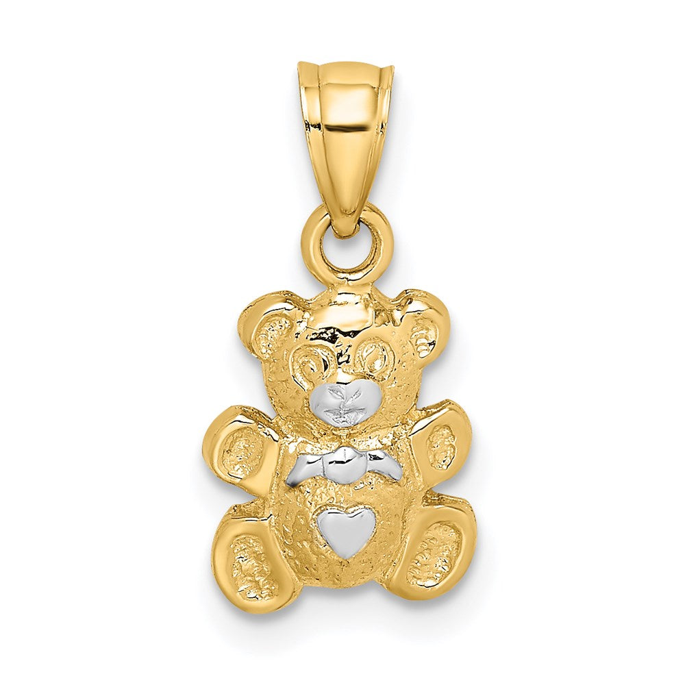 14K Gelb & Rhodium mit Rhodium Teddy Bär Charm