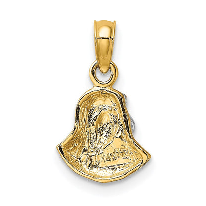 14K Gelb & Rhodium mit Mary Mutter Of Jesus Charm