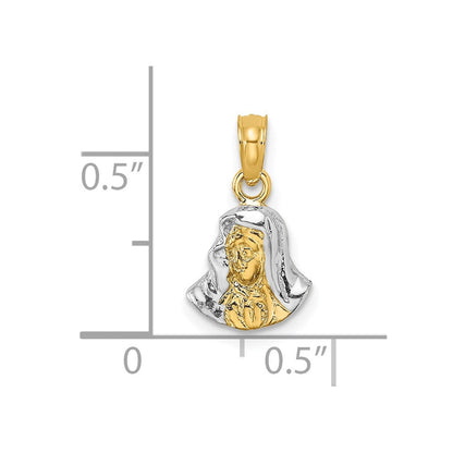 14K Gelb & Rhodium mit Mary Mutter Of Jesus Charm